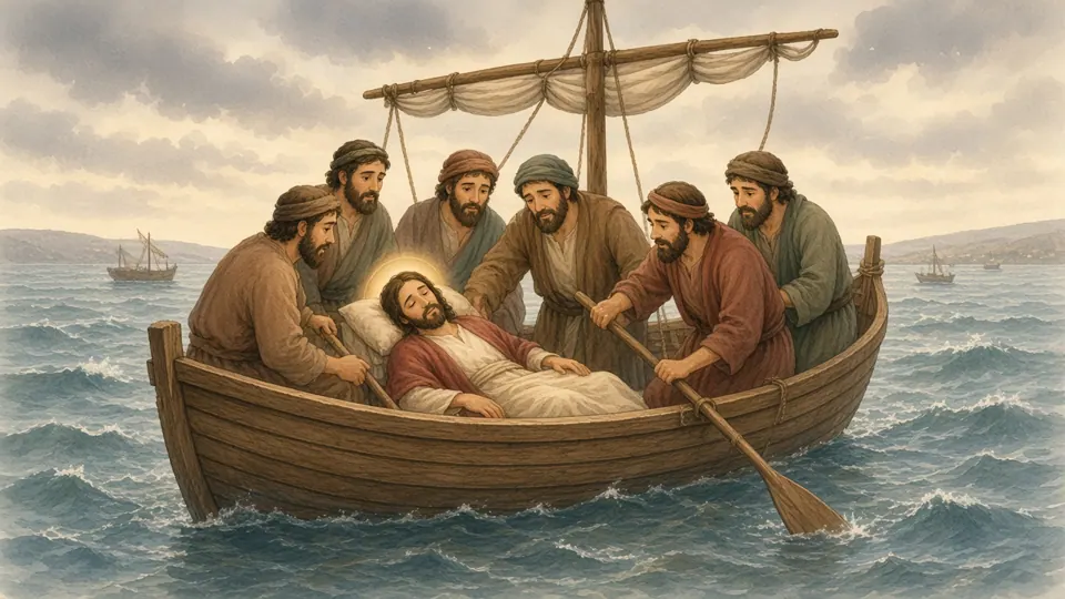 Watercolor picture of Jesus Calms the Storm